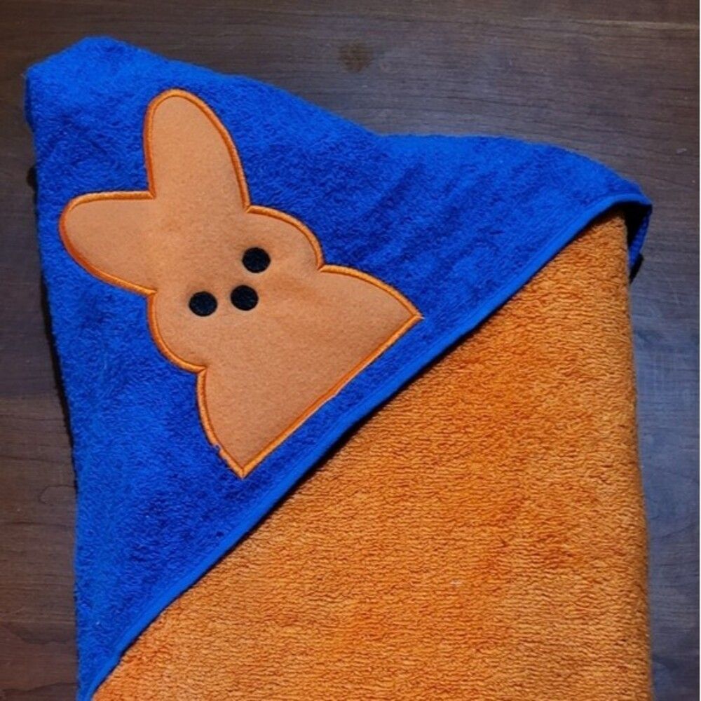 Easter Peep Bunny hooded towel  embroidered brand new orange blue